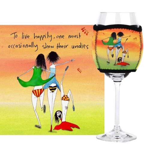 Imagine Ellie neoprene wine glass cover, buy online Australia, Kitchen to Table Yamba